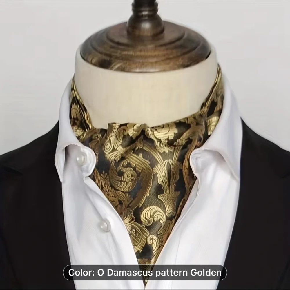 Elegant Gold Patterned Ascot Cravat